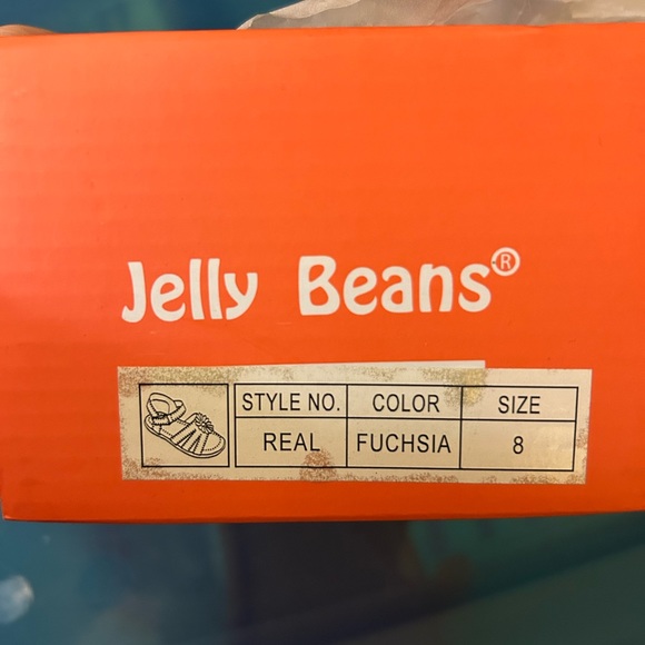 Jelly Beans Fuschia Real Style Sandal with Flower Embellishment Toddler Size 8 - Picture 2 of 5